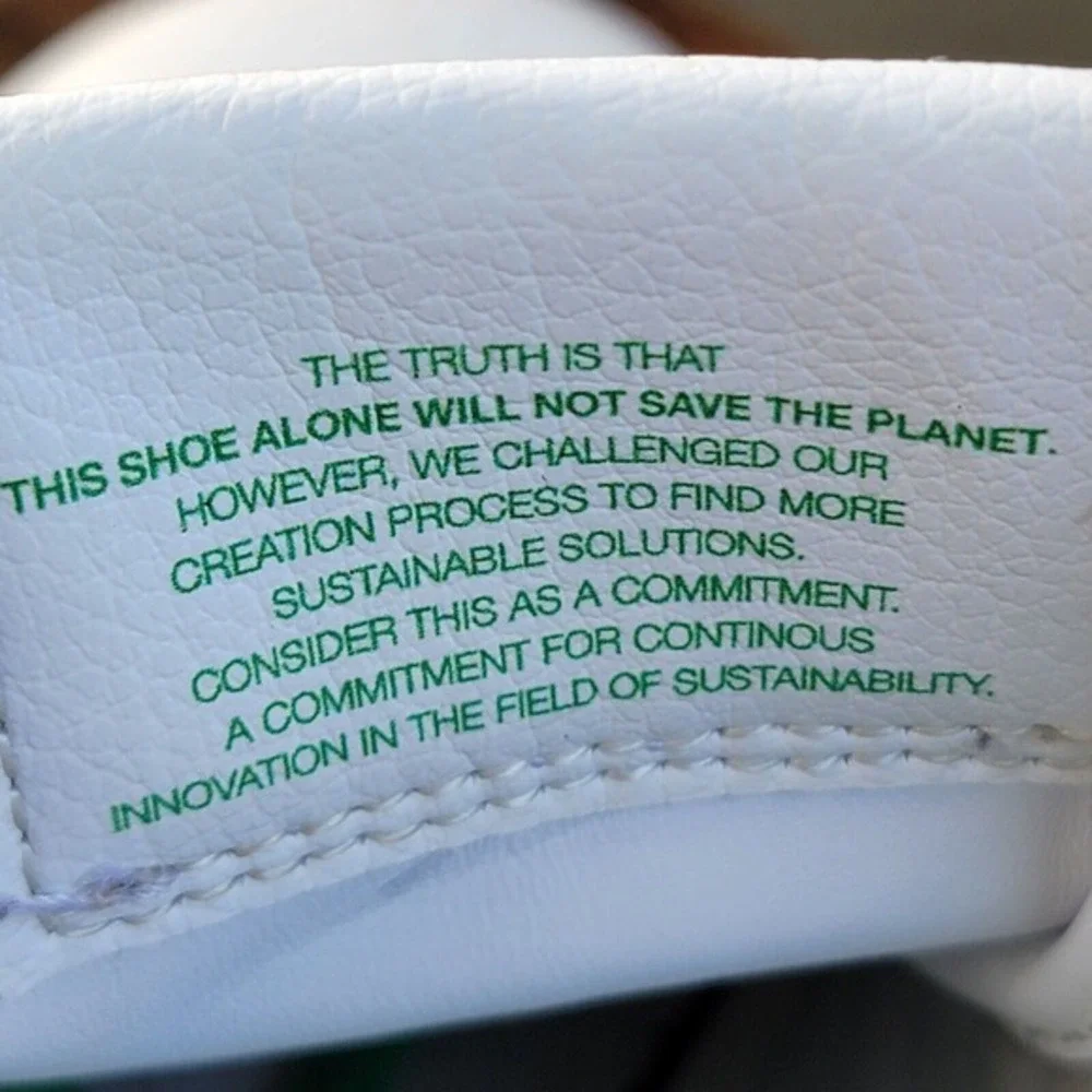 Adidas Stan Smith Vegan Clean Classics White Green Sneakers Size 4 | FU9609‎